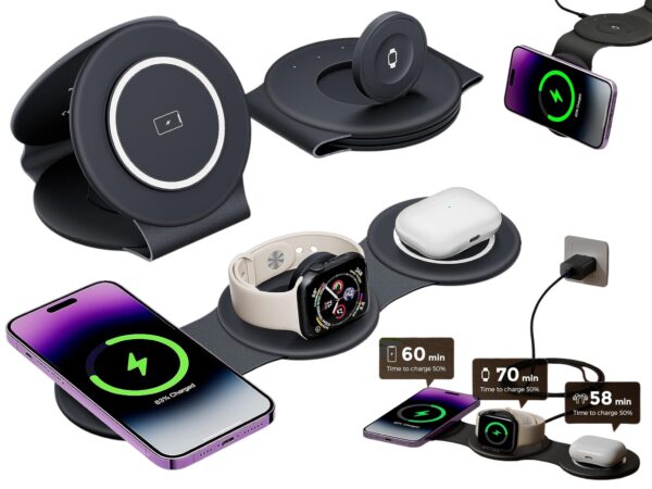 3 IN 1 Foldable Magnetic 18W Fast Wireless Charging Pad