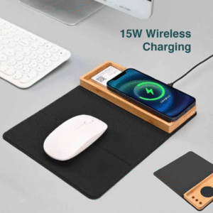 Bamboo Wireless Charger with Mousepad and Pen stand