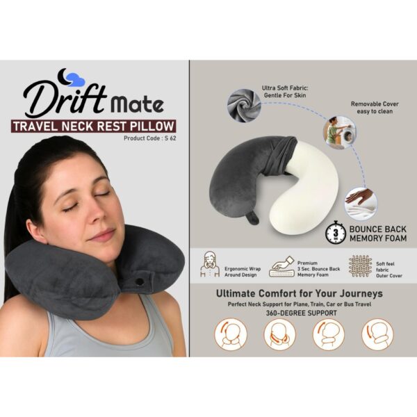 DriftMate Travel Neck Rest Pillow U Shaped with Memory foam