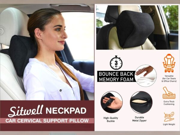 SitWell NeckPad Car Cervical Support Cushion Pillow with Memory foam