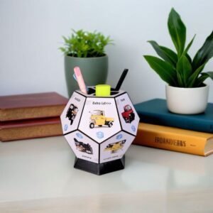 Desk Wooden Rotating Pen Stand Calendar